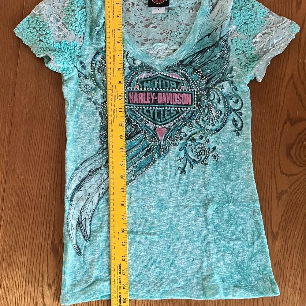 HARLEY-DAVIDSON V-NECK MINT GREEN SWEATER NEW WITHOUT TAGS - Picture 10 of 11